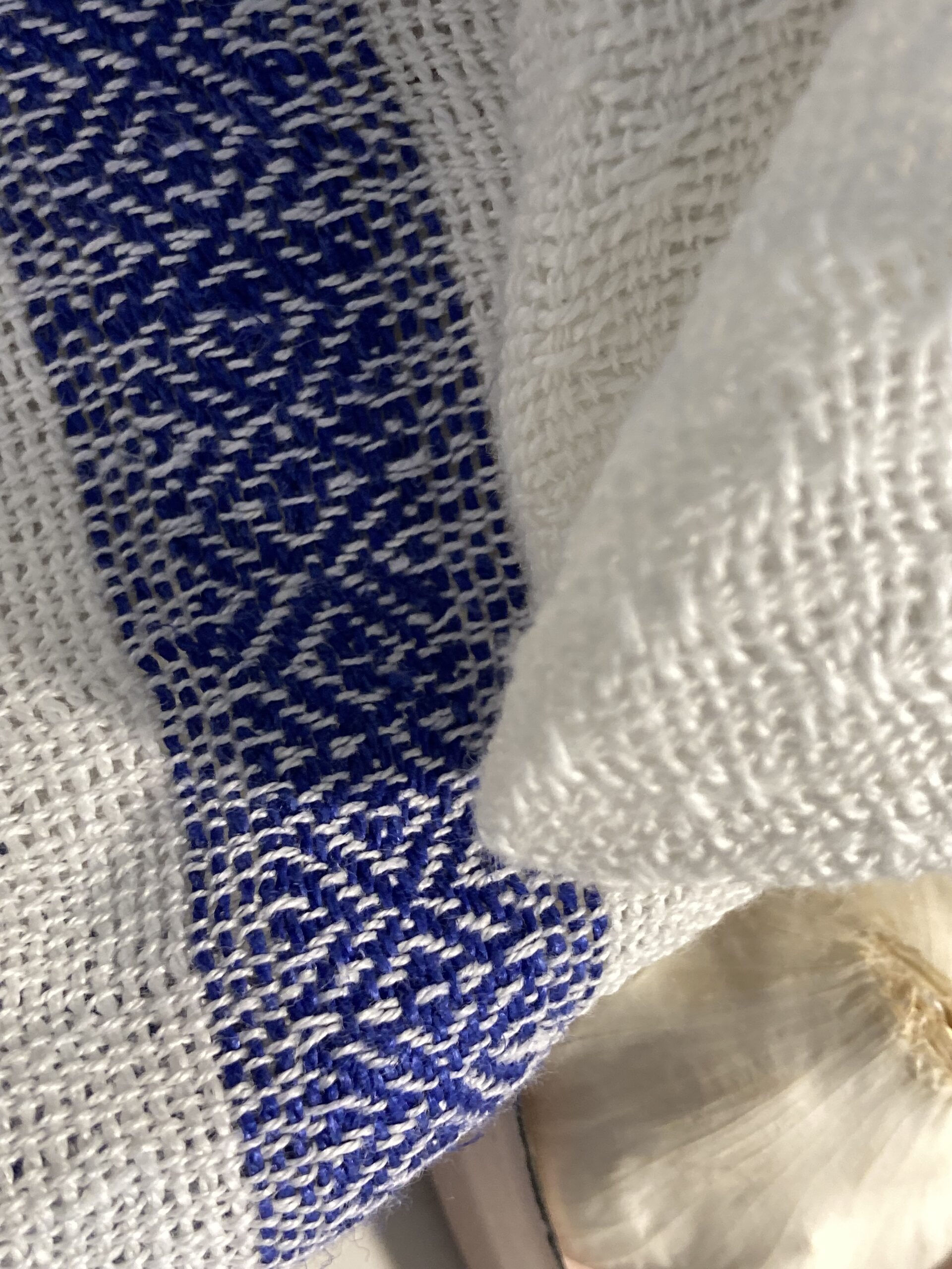 Glastuch Küchentuch klassisch schlicht weiss blau 100% Leinen Touché Handgewebtes Lena Holz